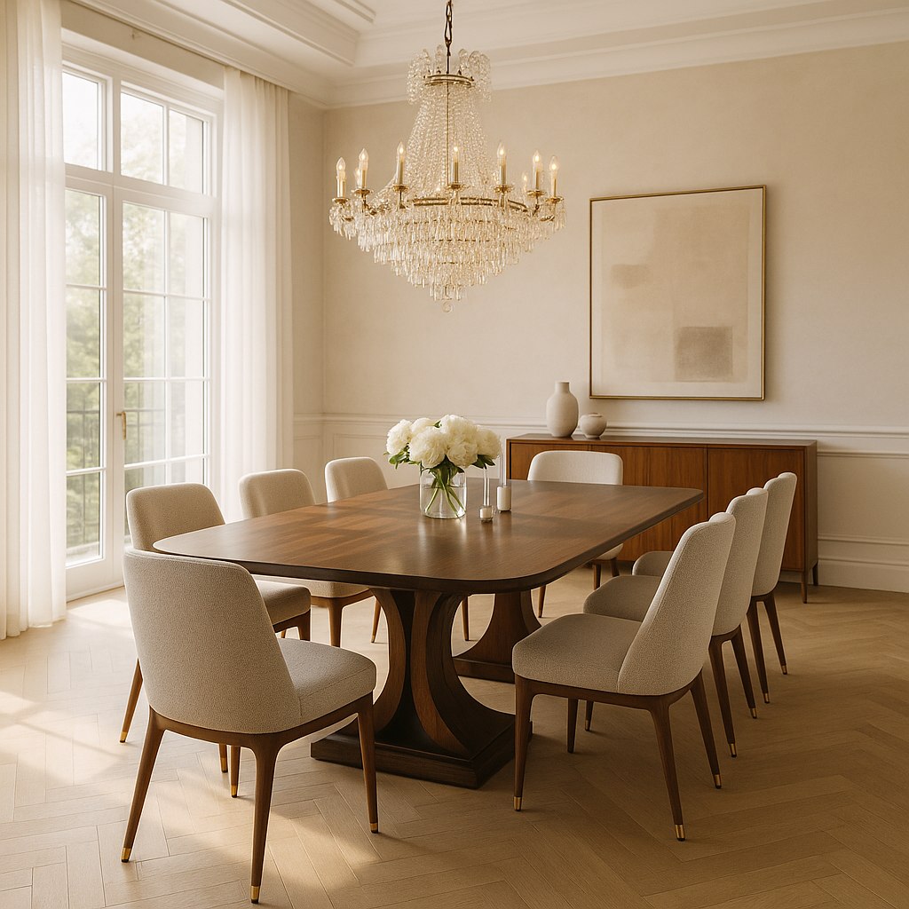Luxusmöbel Mönchengladbach: Elegantes Esszimmer mit Kronleuchter von Casa Padrino