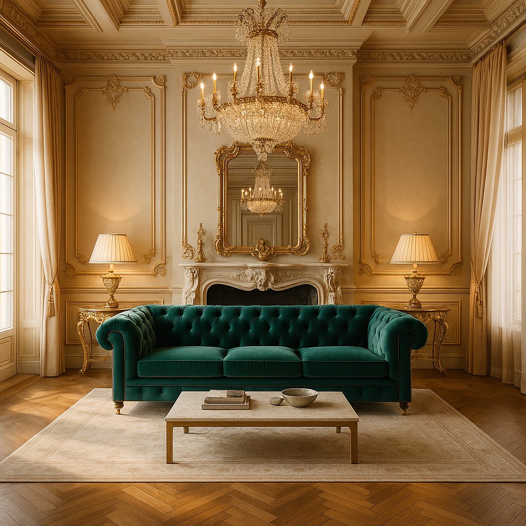 Luxusmöbel Mönchengladbach: Luxuriöses Wohnzimmer mit Samt Sofa von Casa Padrino