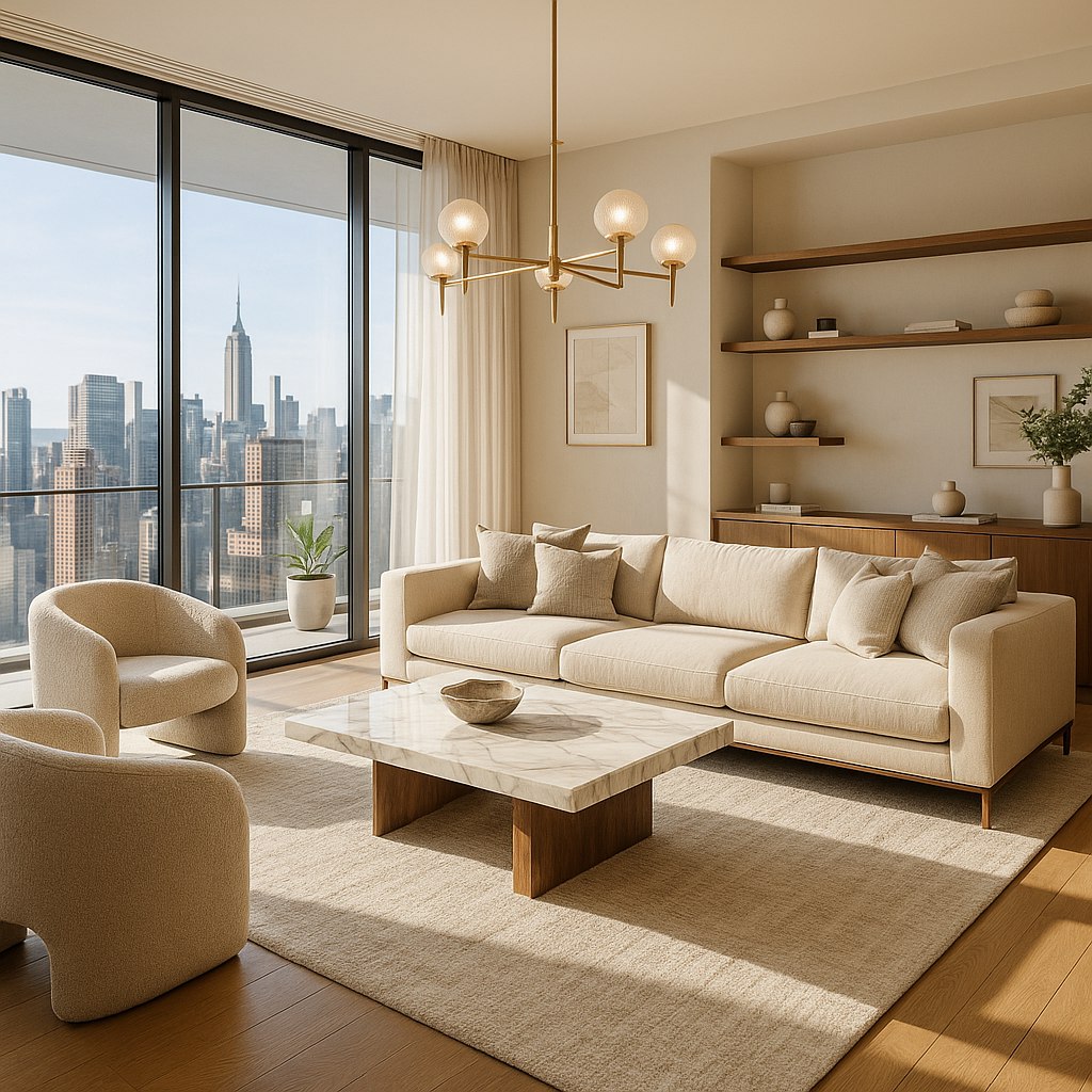 Luxusmöbel Mönchengladbach: Penthouse Wohnbereich mit Designer Möbeln von Casa Padrino