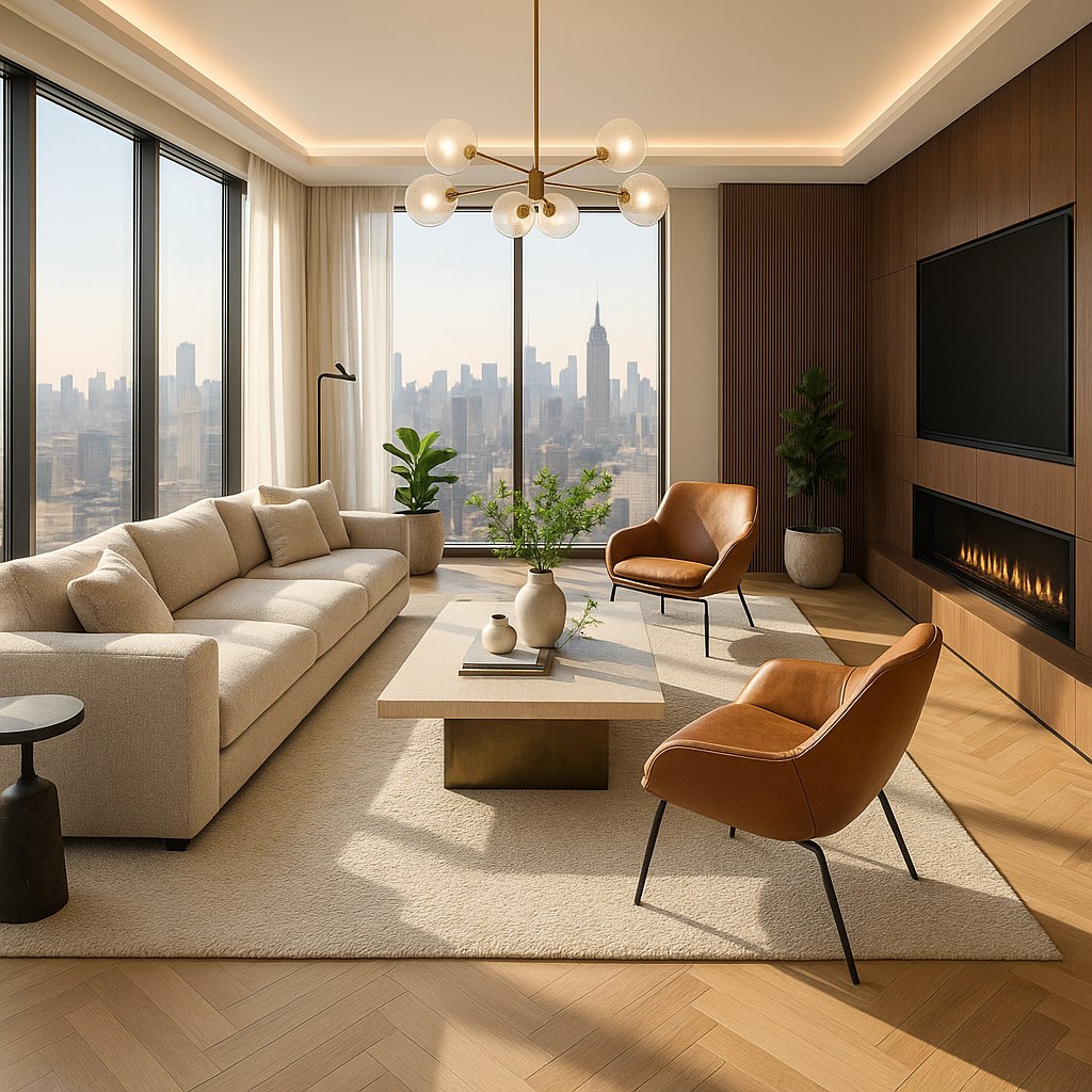 Luxusmöbel Moers: Penthouse Wohnbereich mit Designer Möbeln von Casa Padrino