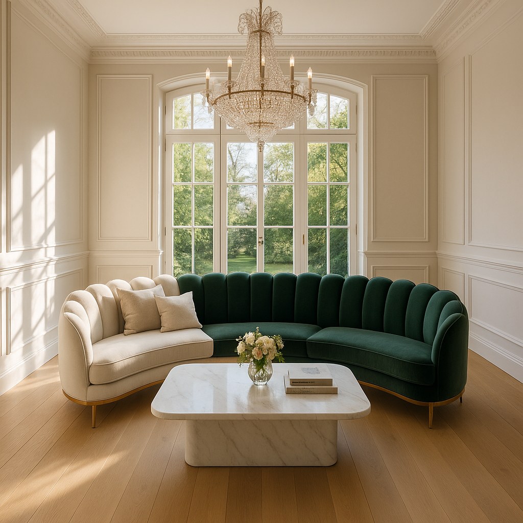 Luxusmöbel München luxuriöses Wohnzimmer mit Samt Sofa von Casa Padrino
