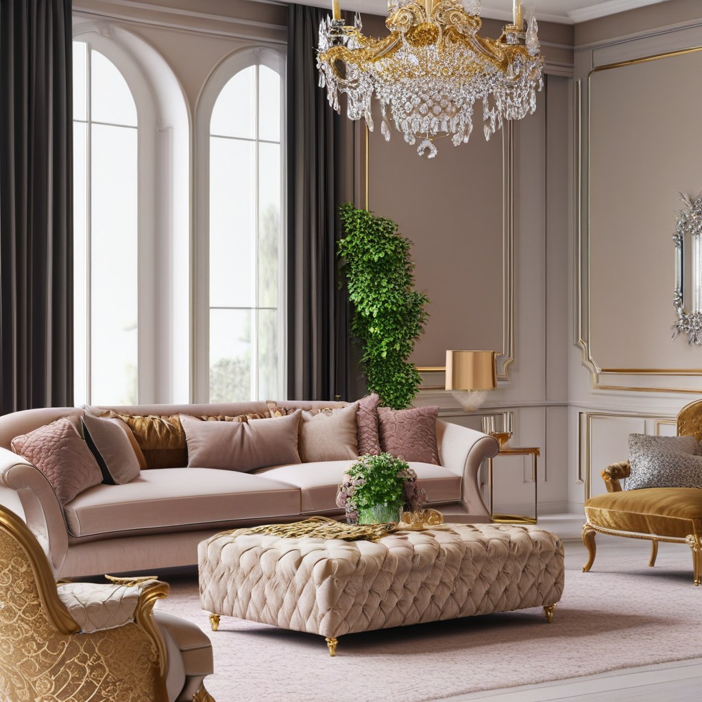 Luxusmöbel Münster: Luxuriöses Wohnzimmer mit Samt Sofa von Casa Padrino