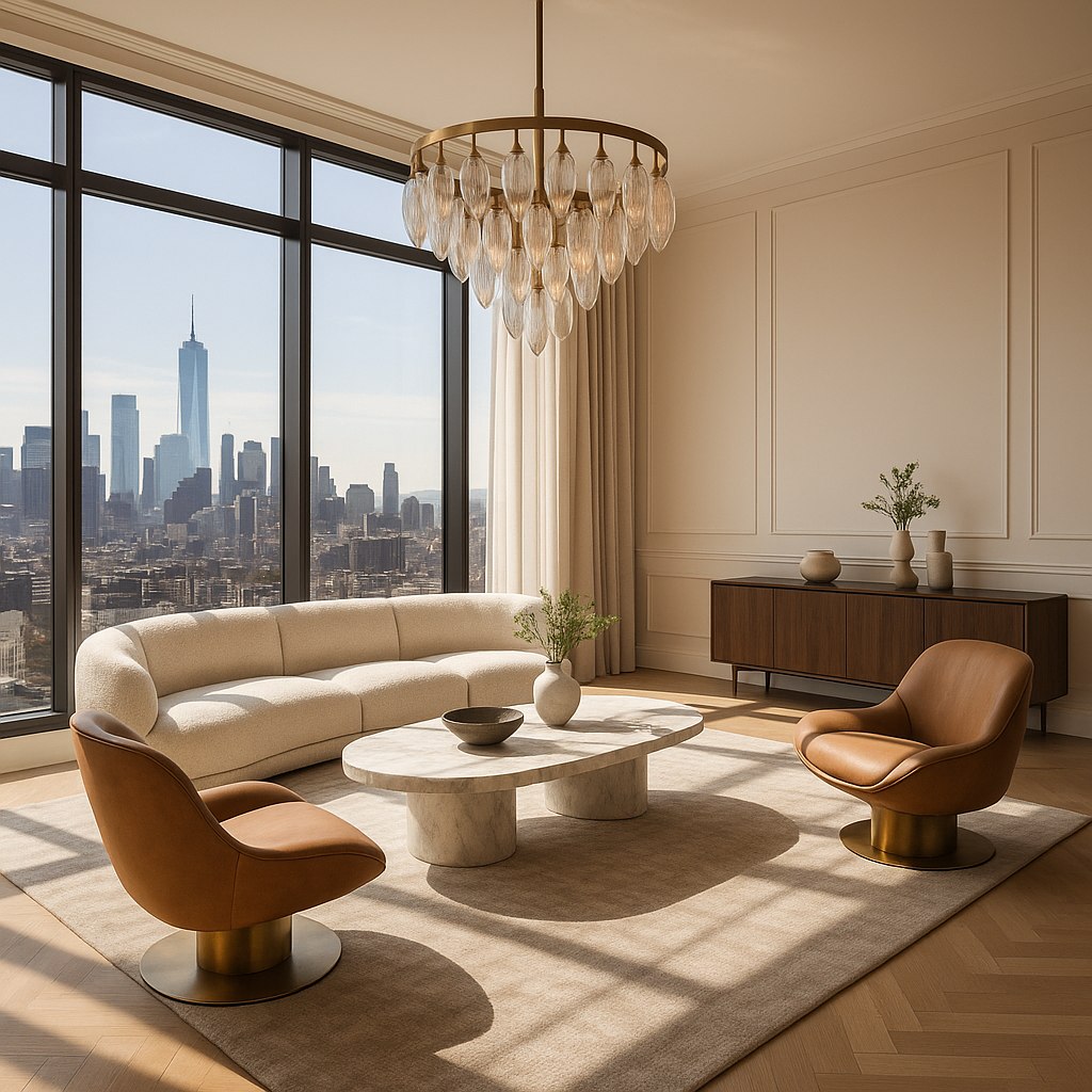 Luxusmöbel Neuss: Penthouse Wohnbereich mit Designer Möbeln von Casa Padrino