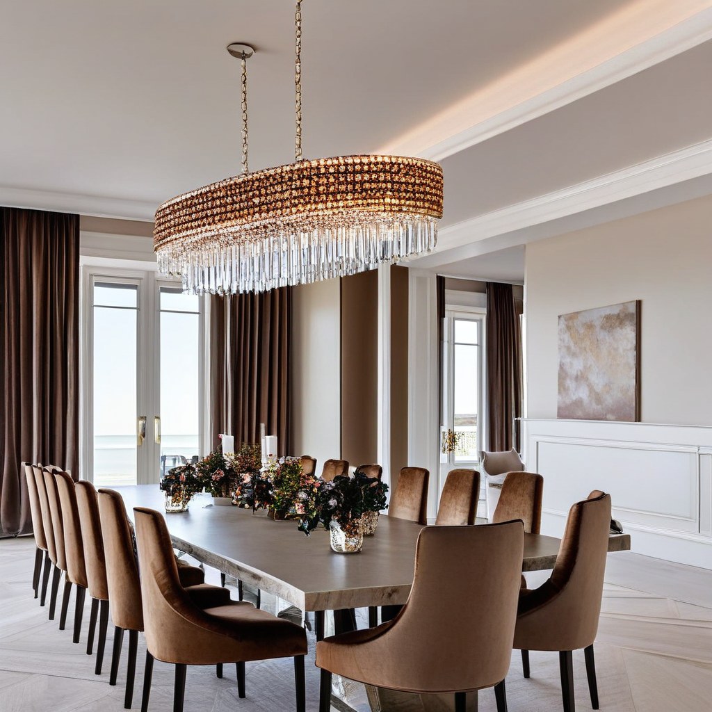 Luxusmöbel Norderney elegantes Esszimmer mit Kronleuchter von Casa Padrino
