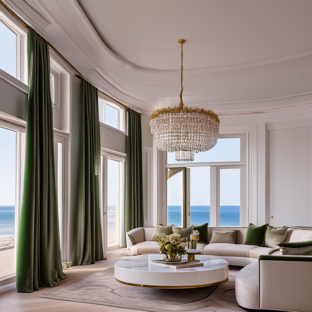 Luxusmöbel Norderney luxuriöses Wohnzimmer mit Samt Sofa von Casa Padrino