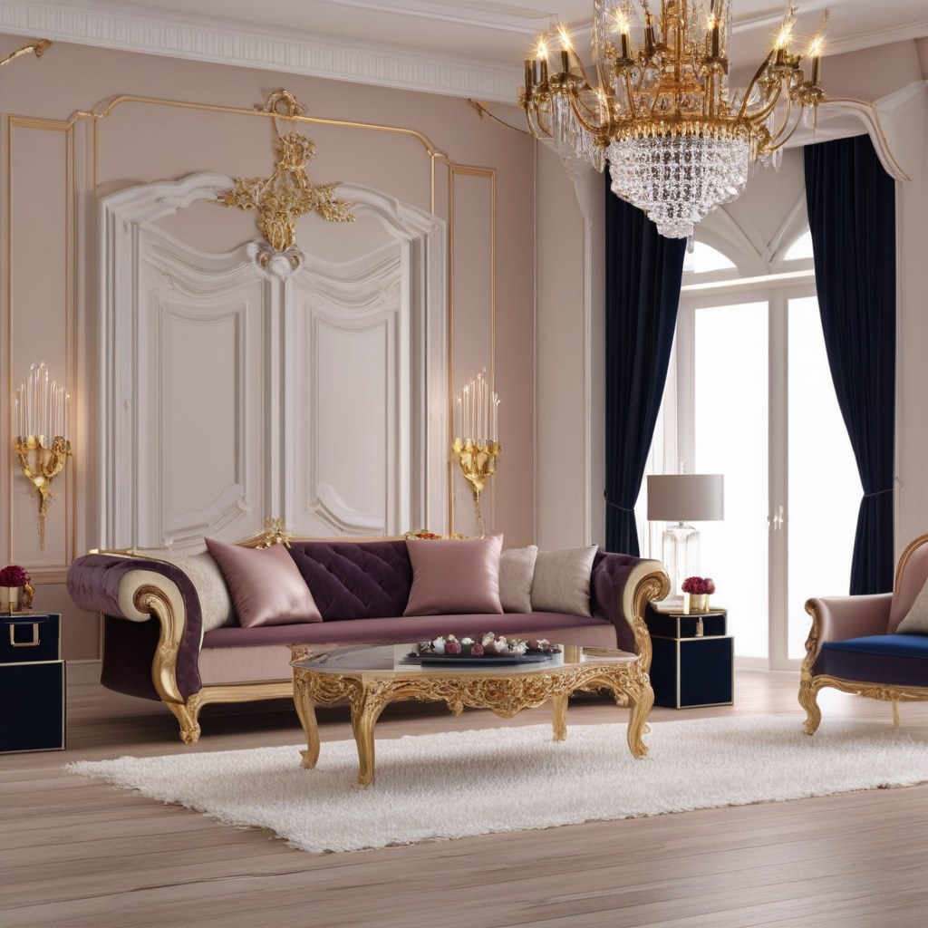 Luxusmöbel Oberhausen: Luxuriöses Wohnzimmer mit Samt Sofa von Casa Padrino