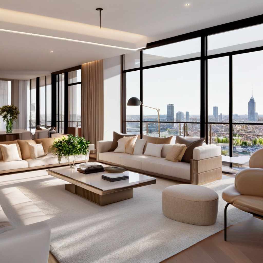 Luxusmöbel Oberhausen: Penthouse Wohnbereich mit Designer Möbeln von Casa Padrino
