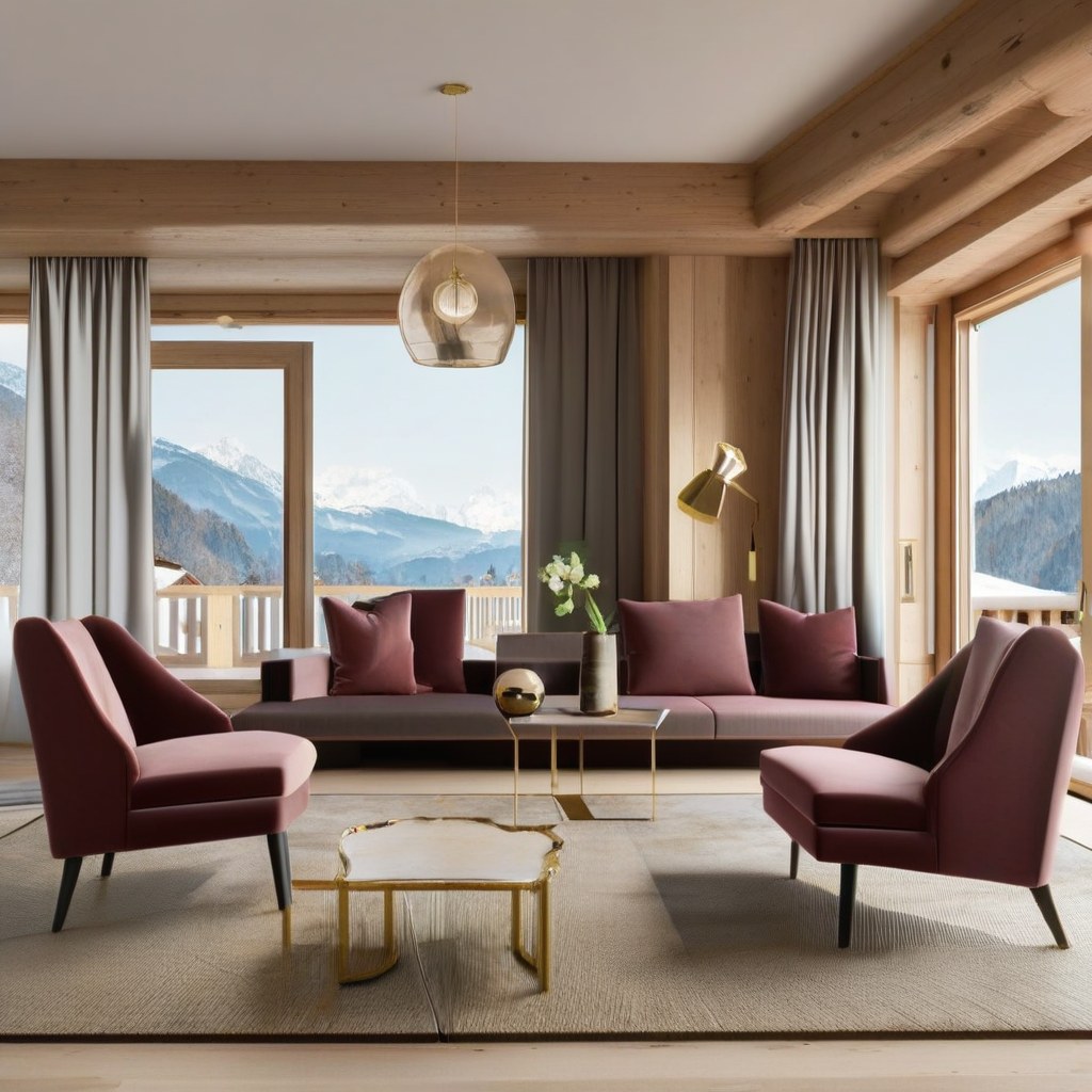 Luxusmöbel Oberstdorf Hotel Lounge mit Designer Sesseln von Casa Padrino