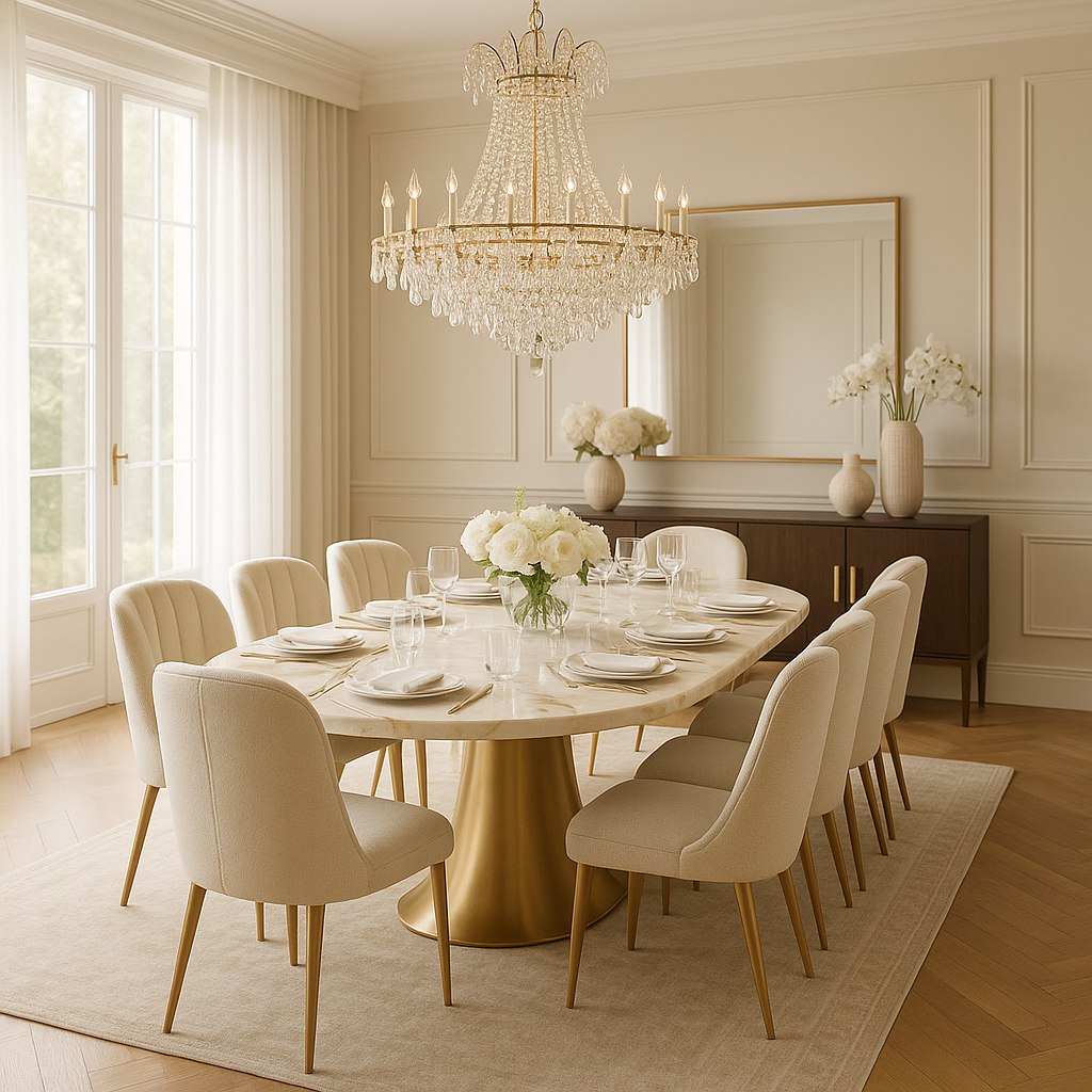 Luxusmöbel Ratingen: Elegantes Esszimmer mit Kronleuchter von Casa Padrino