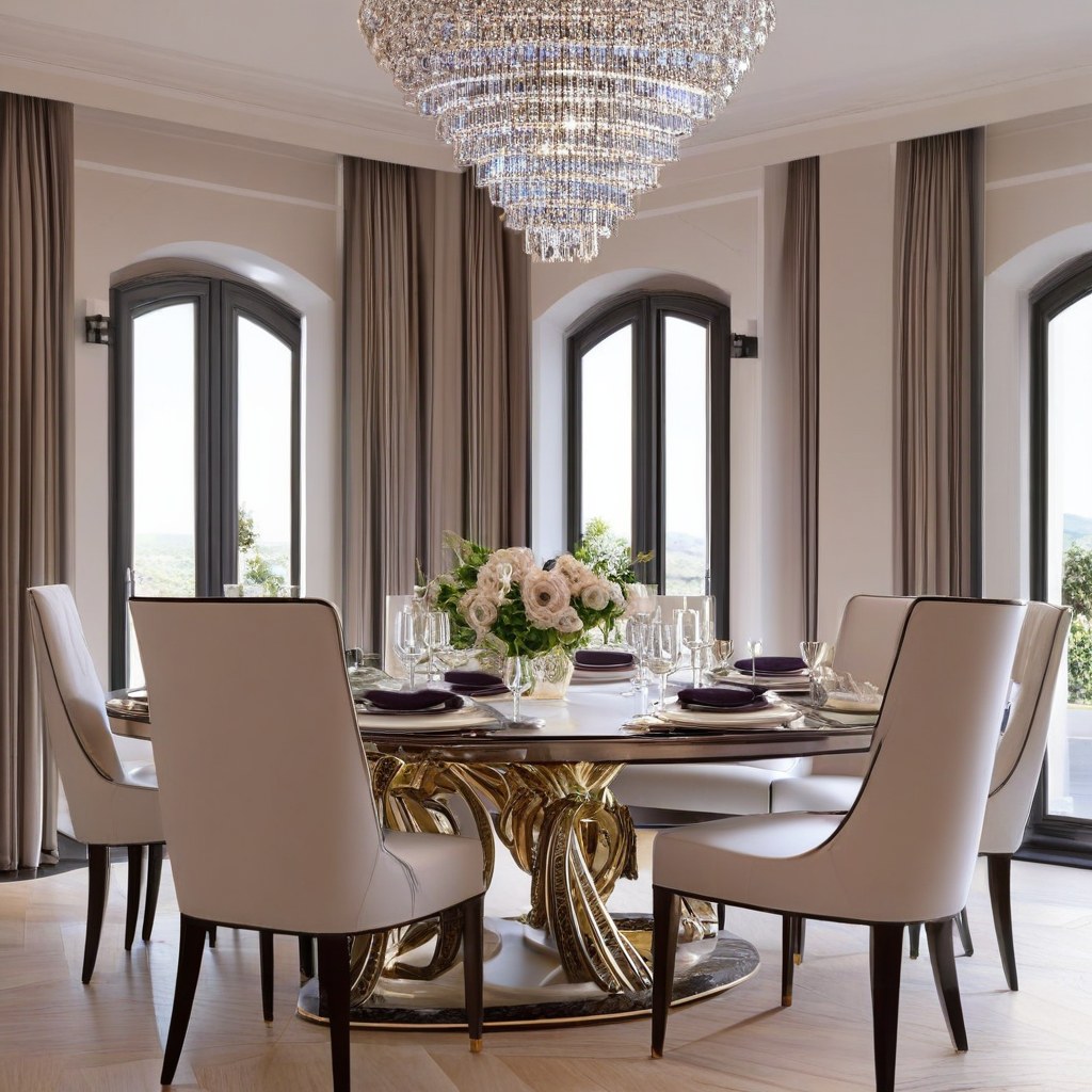 Luxusmöbel Recklinghausen: Elegantes Esszimmer mit Kronleuchter von Casa Padrino