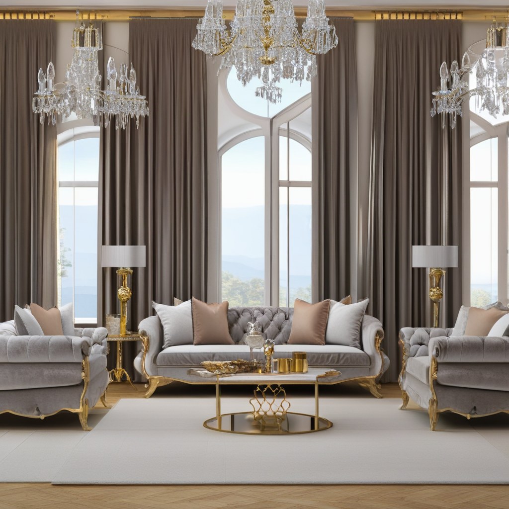 Luxusmöbel Recklinghausen: Luxuriöses Wohnzimmer mit Samt Sofa von Casa Padrino