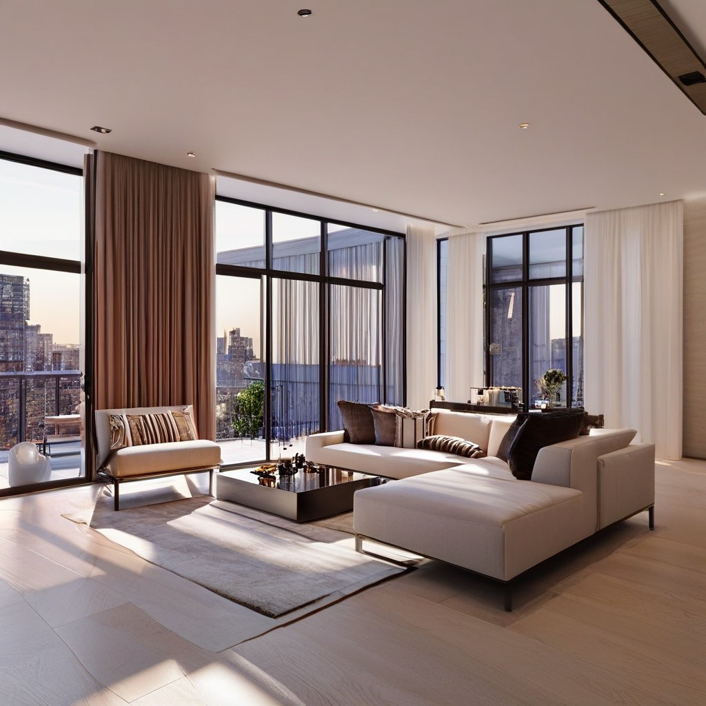 Luxusmöbel Recklinghausen: Penthouse Wohnbereich mit Designer Möbeln von Casa Padrino