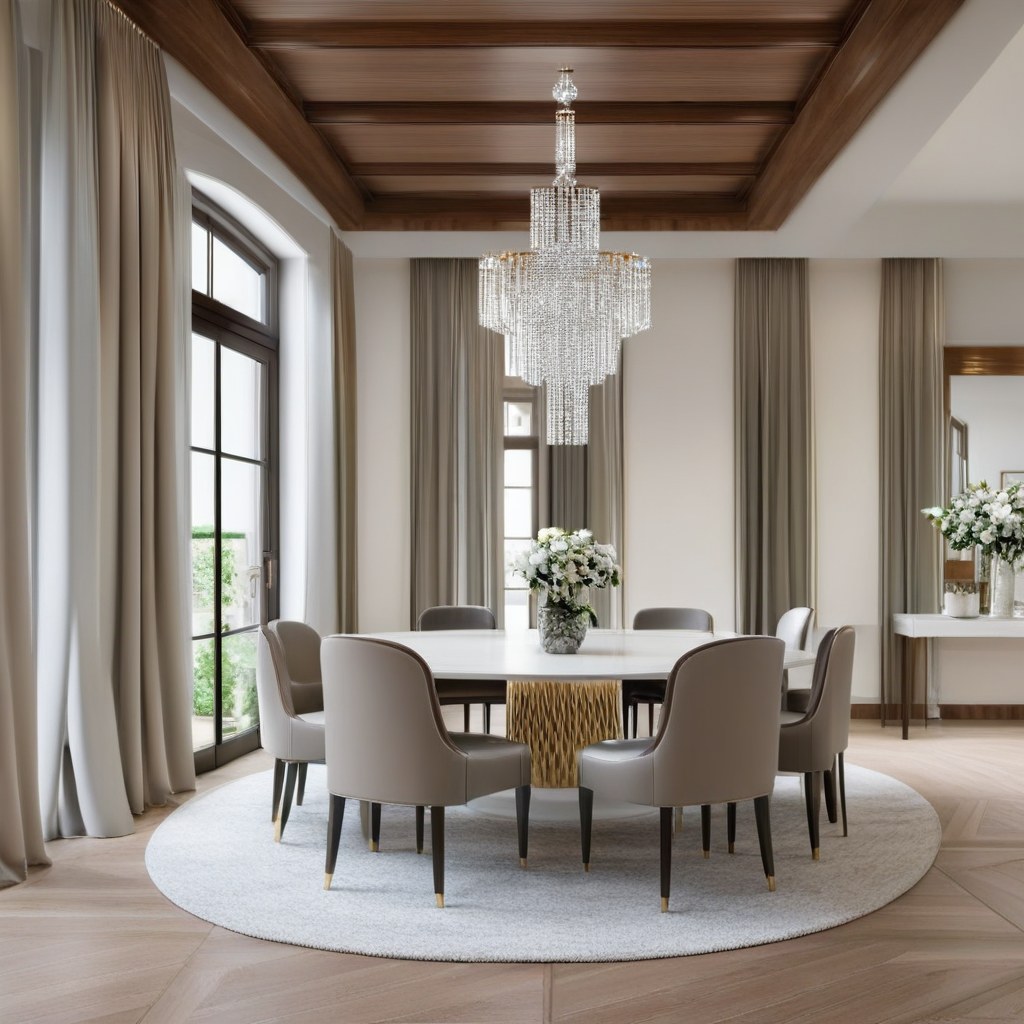 Luxusmöbel Saarbrücken: Elegantes Esszimmer mit Kronleuchter von Casa Padrino
