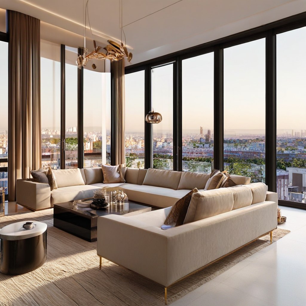 Luxusmöbel Saarbrücken: Penthouse Wohnbereich mit Designer Möbeln von Casa Padrino