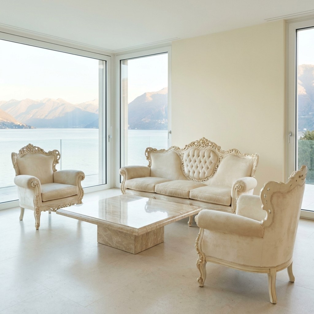 Sitzgruppe mit Blick auf den Zürichsee von Casa Padrino