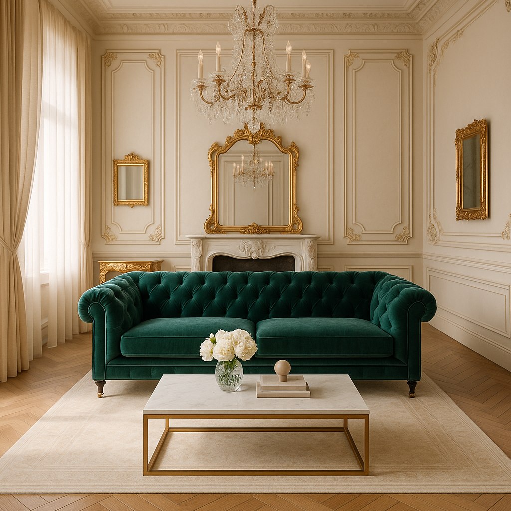 Luxusmöbel Solingen: Luxuriöses Wohnzimmer mit Samt Sofa von Casa Padrino
