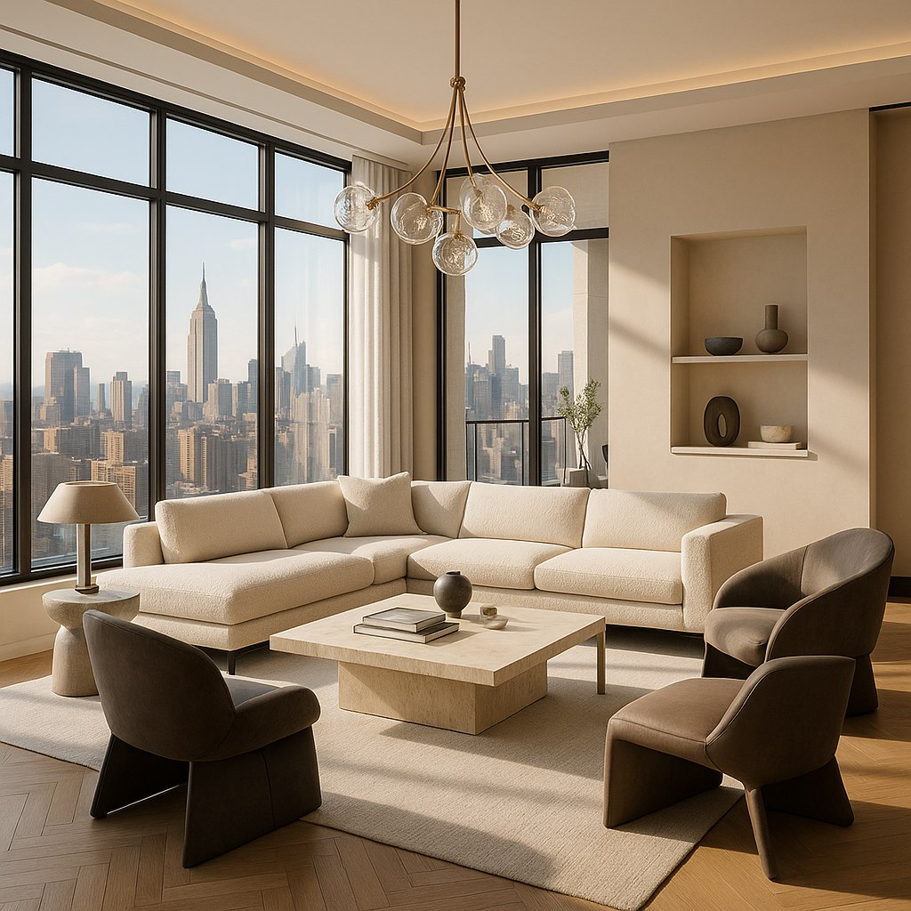 Luxusmöbel Solingen: Penthouse Wohnbereich mit Designer Möbeln von Casa Padrino
