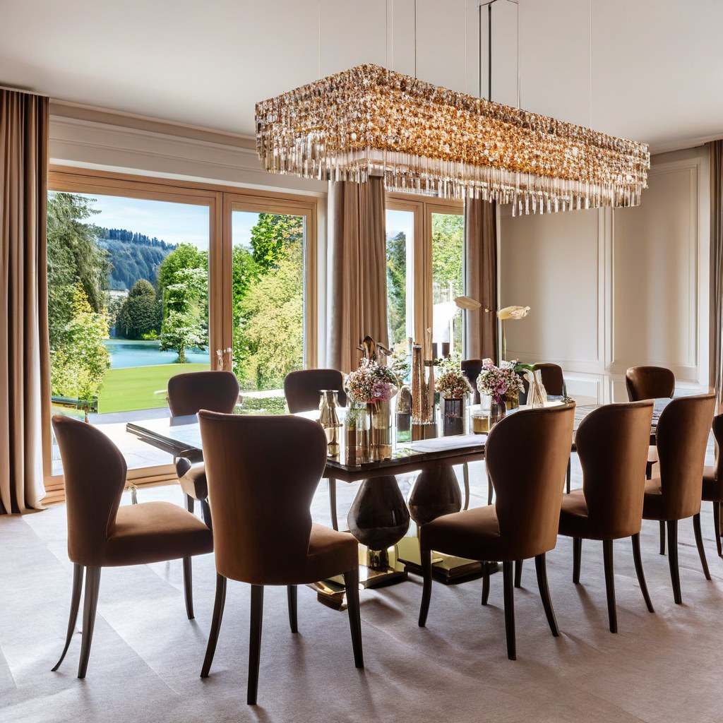Luxusmöbel Starnberg elegantes Esszimmer mit Kronleuchter von Casa Padrino
