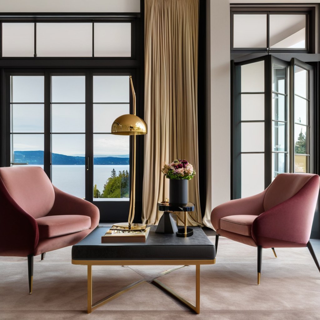Luxusmöbel Starnberg Hotel Lounge mit Designer Sesseln von Casa Padrino