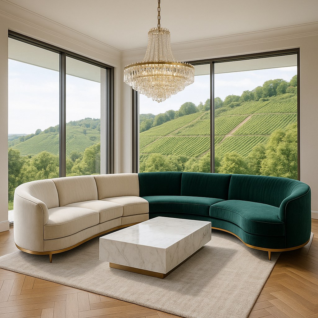 Luxusmöbel Stuttgart: Luxuriöses Wohnzimmer mit Samt Sofa von Casa Padrino