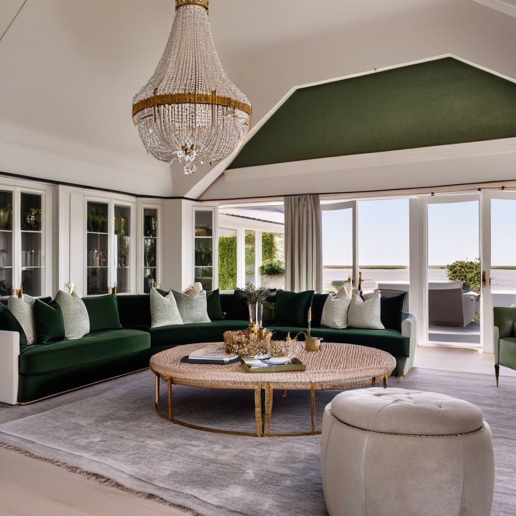 Luxusmöbel Sylt in luxuriösem Wohnzimmer mit Samt Sofa von Casa Padrino