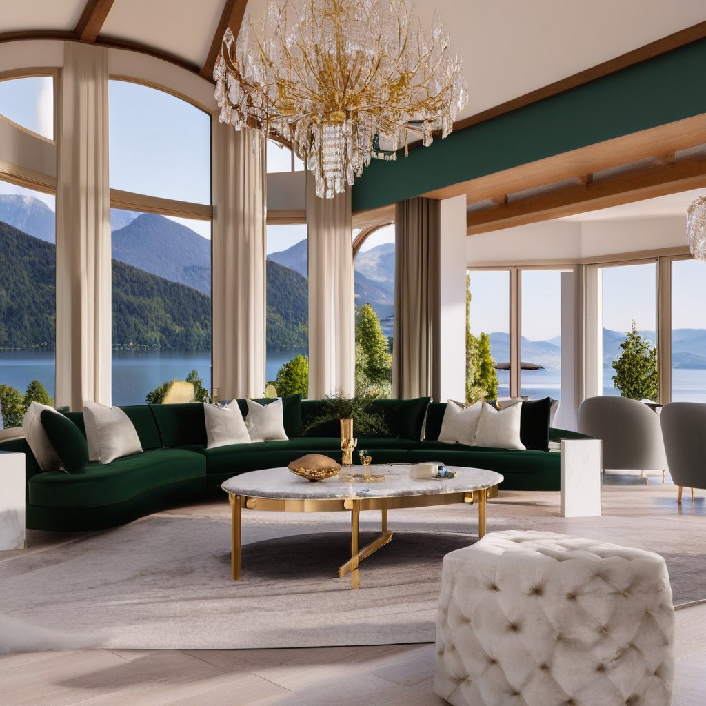 Luxusmöbel Tegernsee luxuriöses Wohnzimmer mit Samt Sofa von Casa Padrino