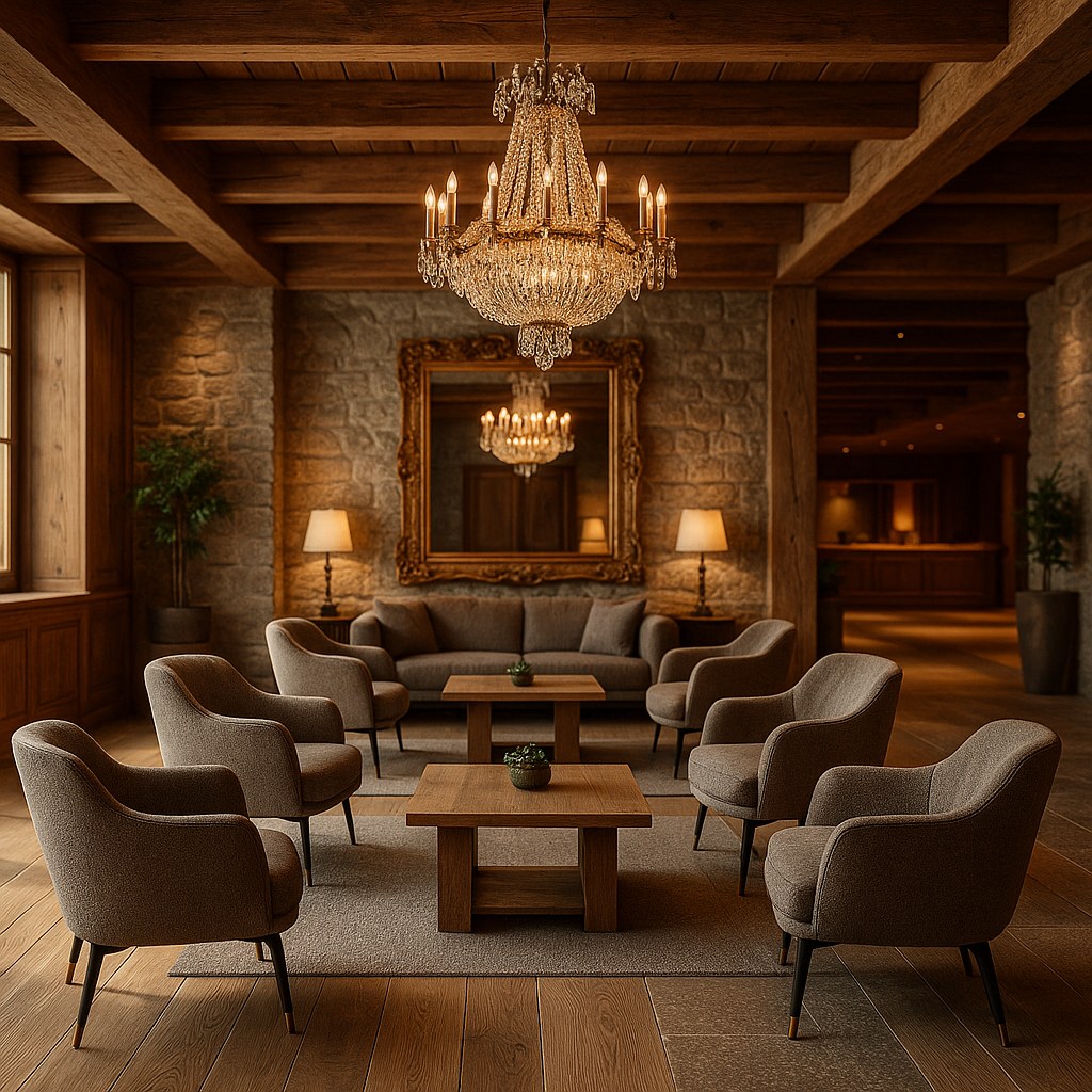 Luxusmöbel Tirol: Hotellobby in Kitzbühel mit Luxusmöbeln von Casa Padrino