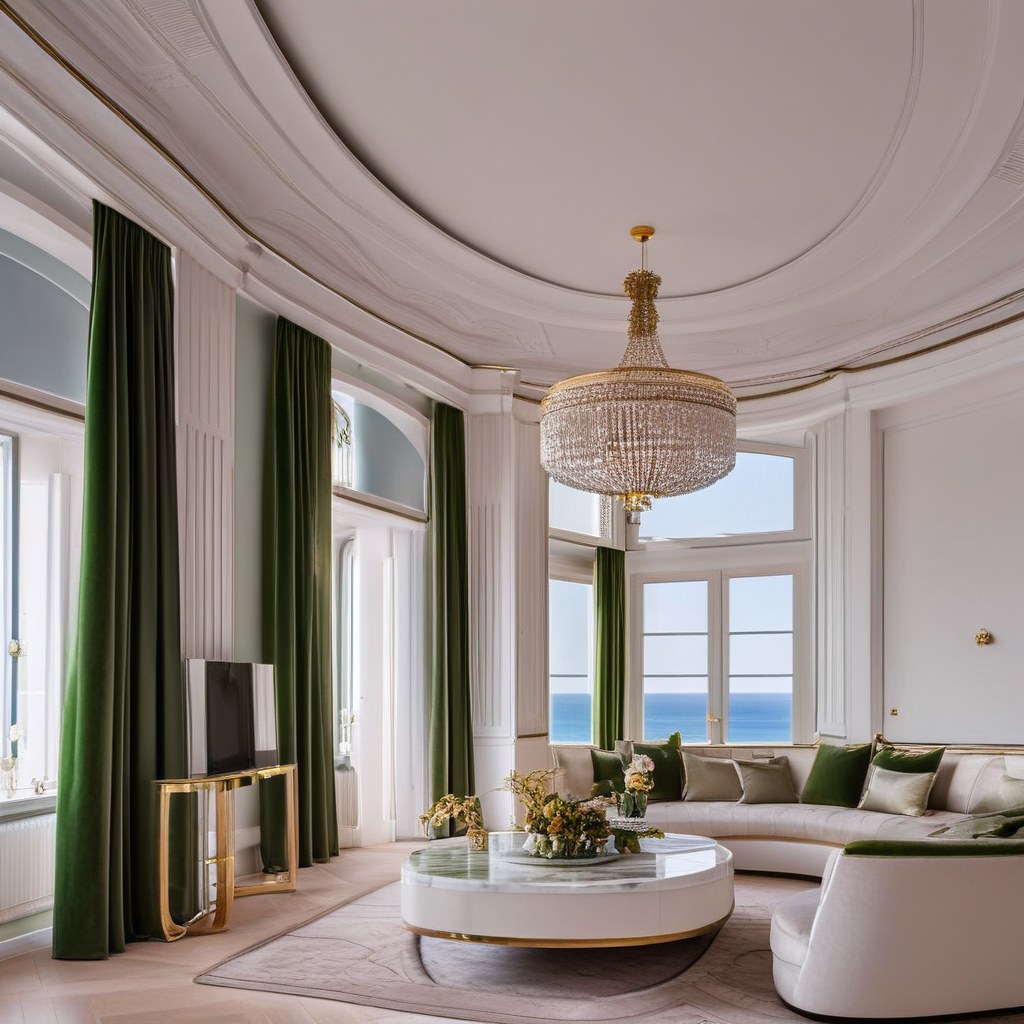 Luxusmöbel Usedom luxuriöses Wohnzimmer mit Samt Sofa von Casa Padrino