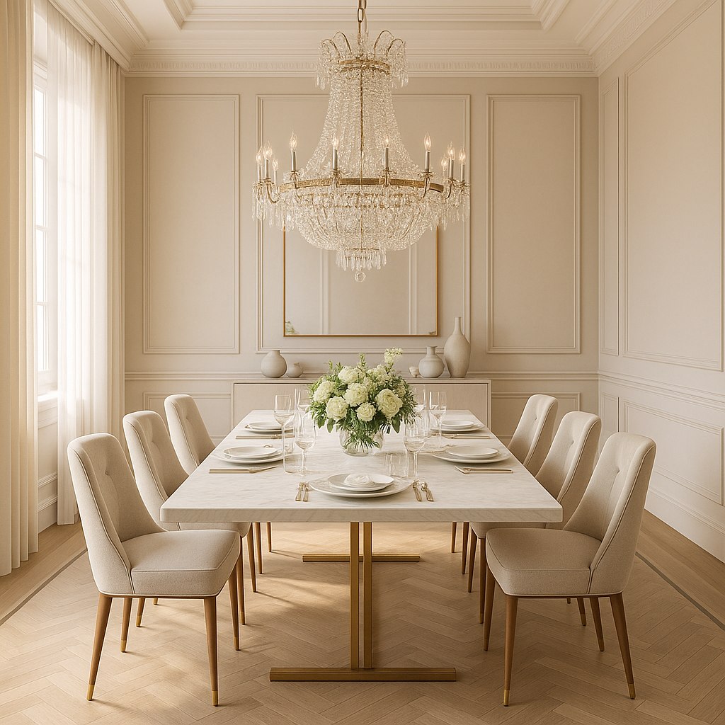 Luxusmöbel Velbert: Elegantes Esszimmer mit Kronleuchter von Casa Padrino