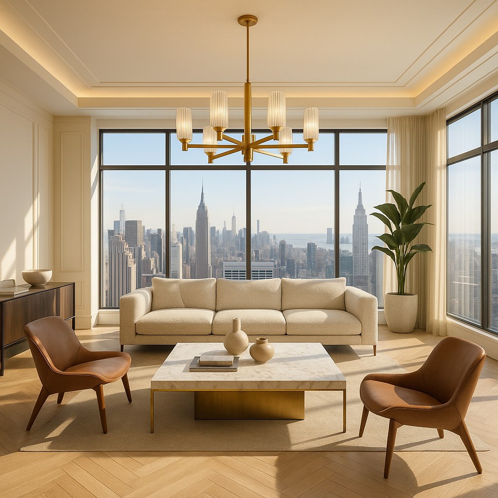 Luxusmöbel Velbert: Penthouse Wohnbereich mit Designer Möbeln von Casa Padrino