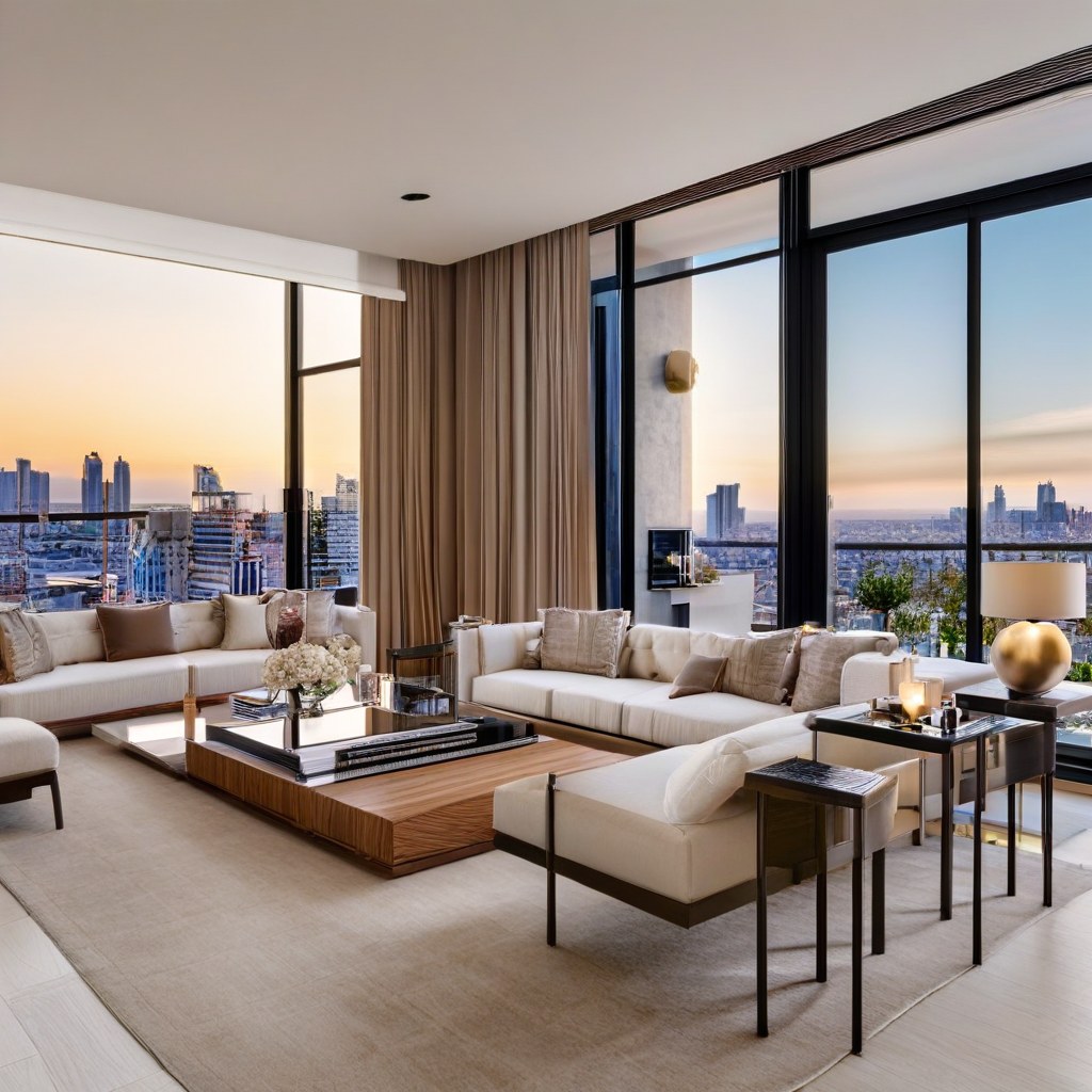 Luxusmöbel Wanne-Eickel: Penthouse Wohnbereich mit Designer Möbeln von Casa Padrino