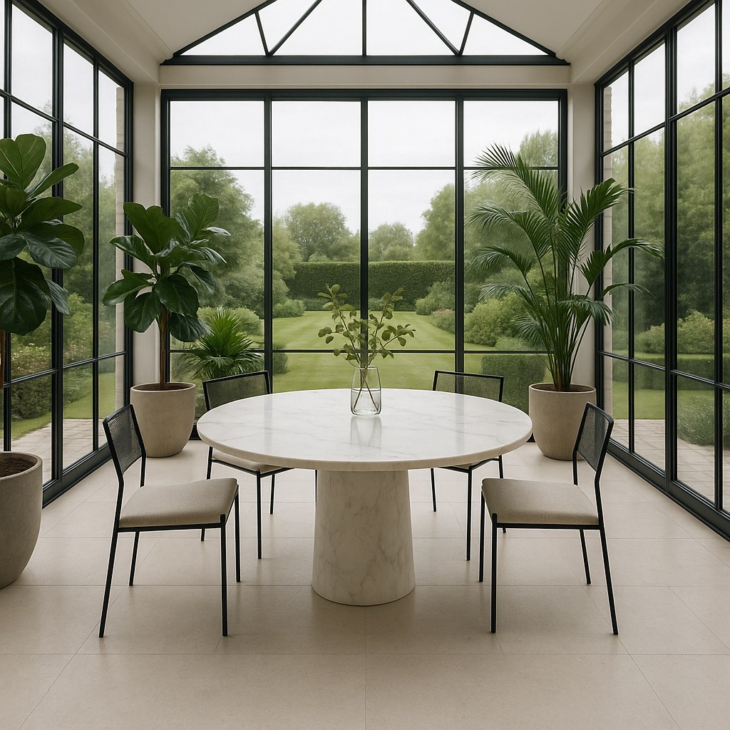 Luxusmöbel Wannsee Wintergarten mit Marmortisch von Casa Padrino