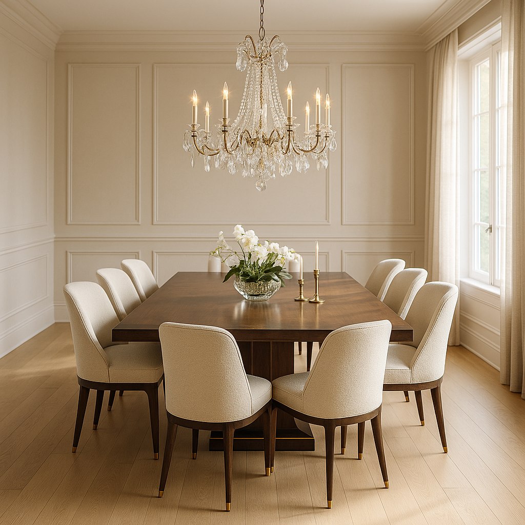 Luxusmöbel Witten: Elegantes Esszimmer mit Kronleuchter von Casa Padrino