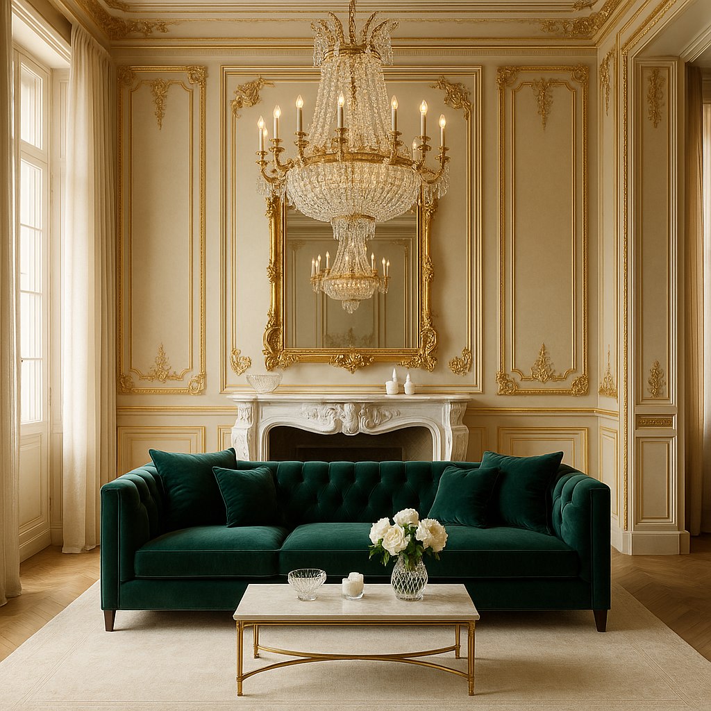 Luxusmöbel Witten: Luxuriöses Wohnzimmer mit Samt Sofa von Casa Padrino