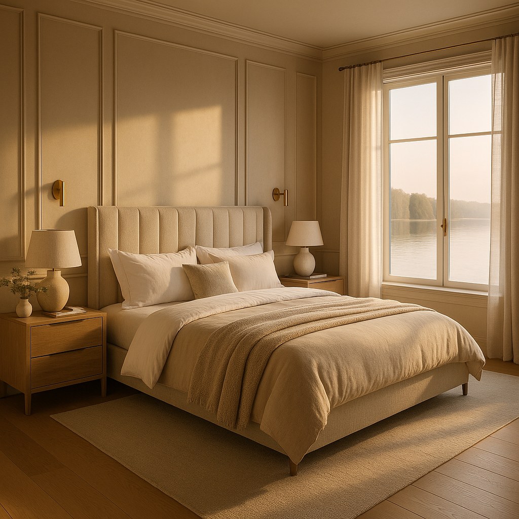 Luxusmöbel Wörthersee: Schlafzimmer mit Seeblick von Casa Padrino