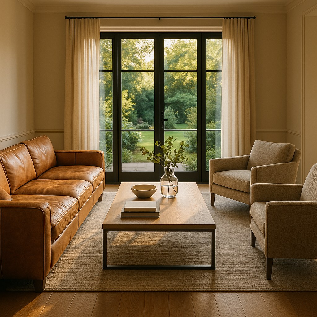 Luxusmöbel Zehlendorf Wohnzimmer mit großem Sofa von Casa Padrino