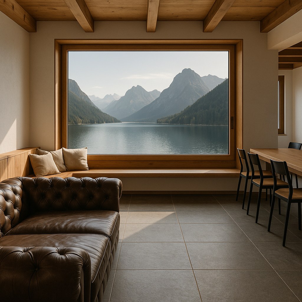 Luxusmöbel Zell am See: Apartment Wohnraum mit Seeblick von Casa Padrino