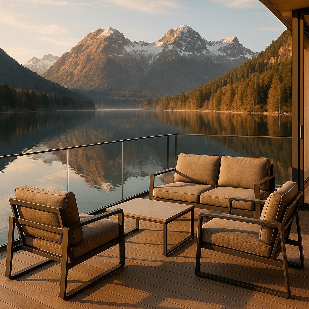 Luxusmöbel Zell am See: Balkon mit Blick auf den See von Casa Padrino