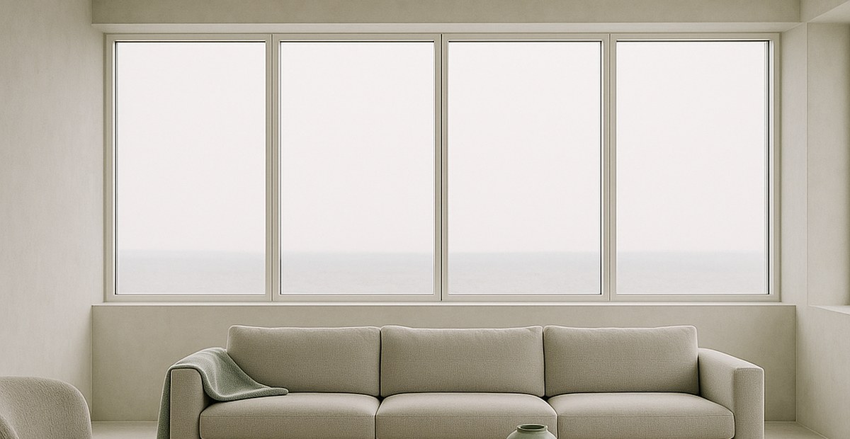 Niedrige Moebel halten die Sichtachse zum Fenster frei