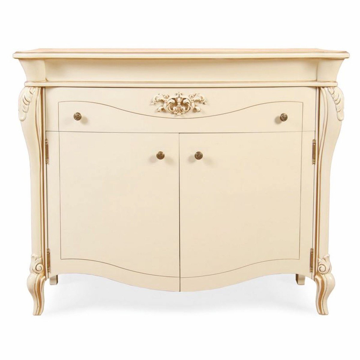 Luxus Kommode im Barockstil in Creme, 108 x 52 x 121 cm, mit geschweifter Front für eine Einrichtung im Rokoko Stil, Casa Padrino