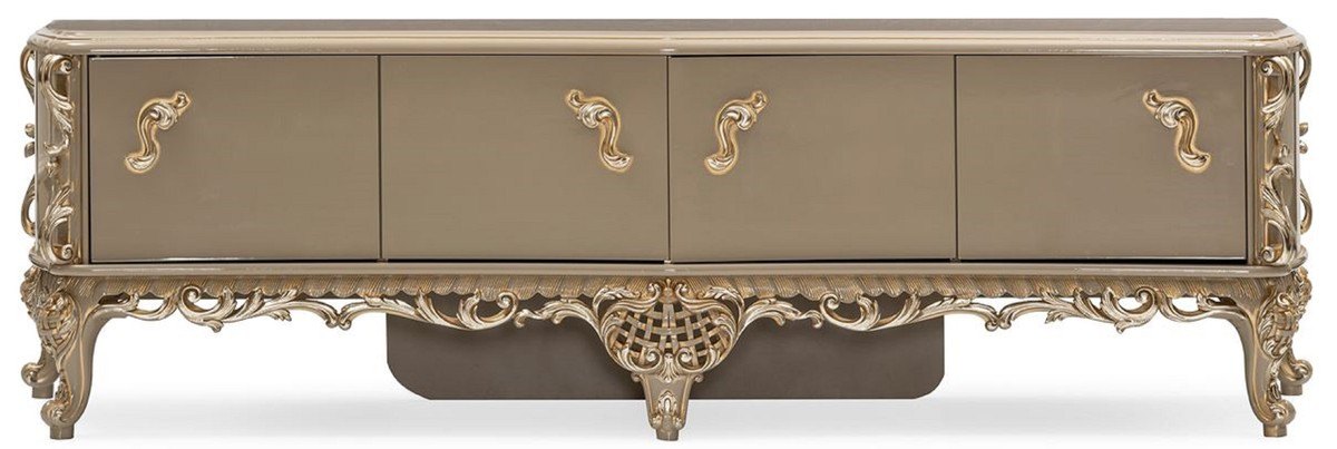 Sideboard Gold in Grau mit vier Türen aus Massivholz im Barockstil von Casa Padrino