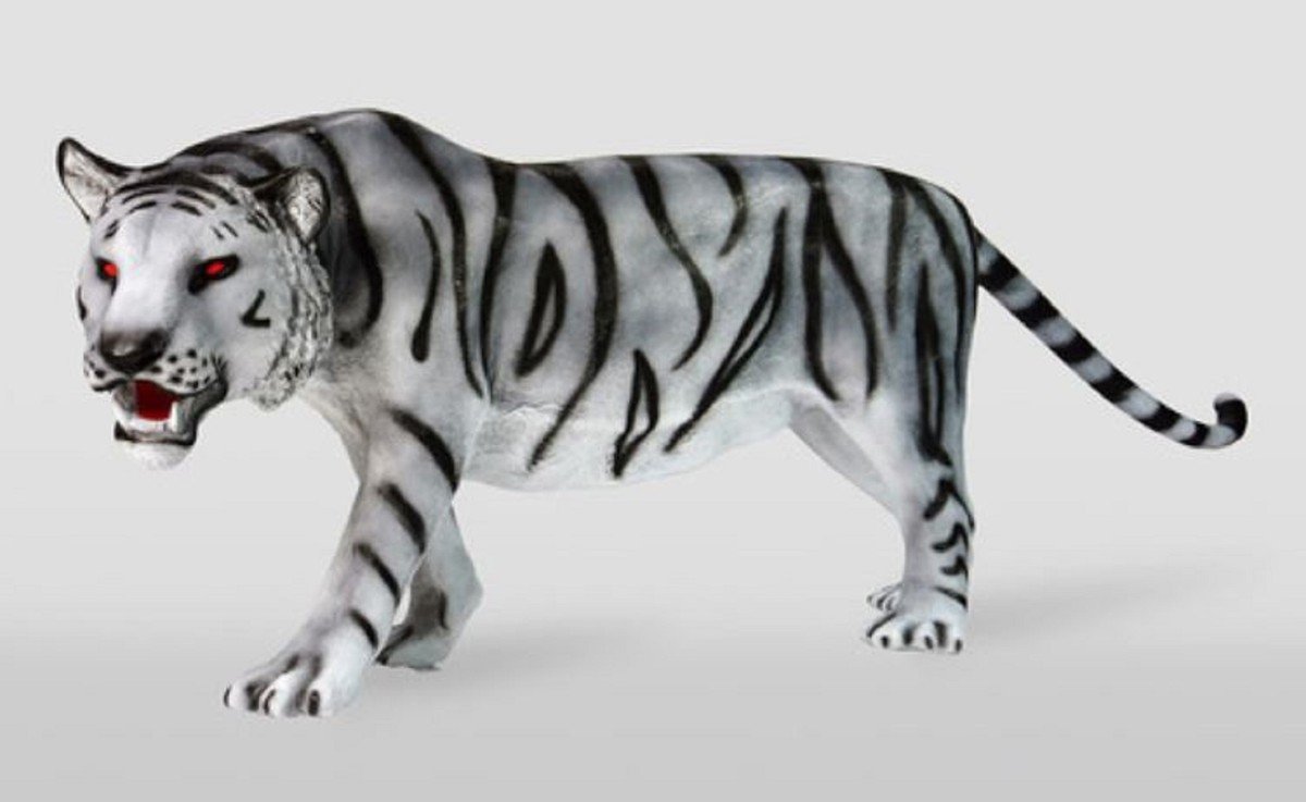 Schreitende Tiger Skulptur in Weiß, Grau und Schwarz mit 250 cm von Casa Padrino