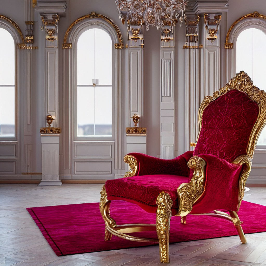Prunkvoller goldener VIP Thronsessel als Fotohintergrund bei einem Star Event von Casa Padrino