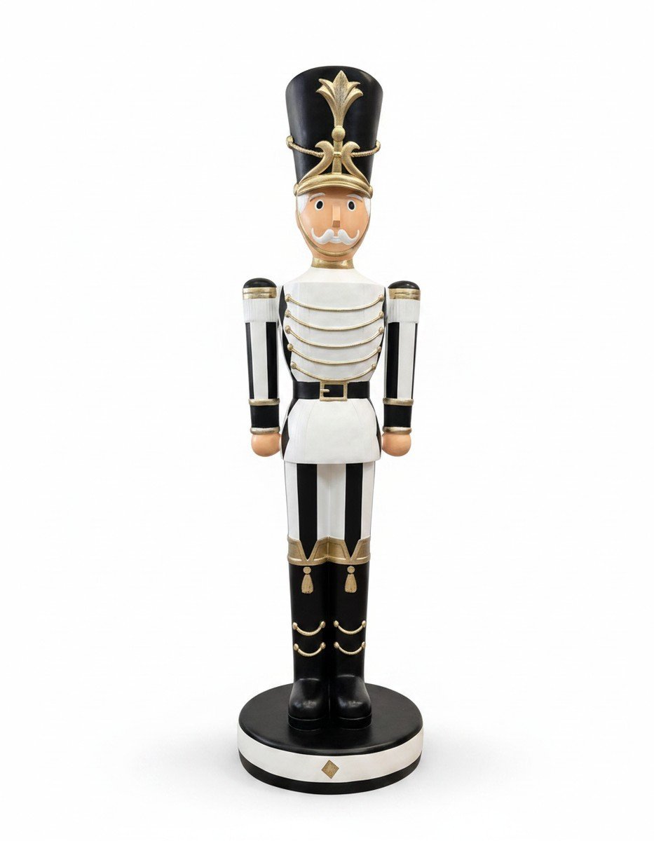 Weihnachtsfiguren XXL: Nussknacker in Schwarz, Weiß und Gold, 200 cm, von Casa Padrino