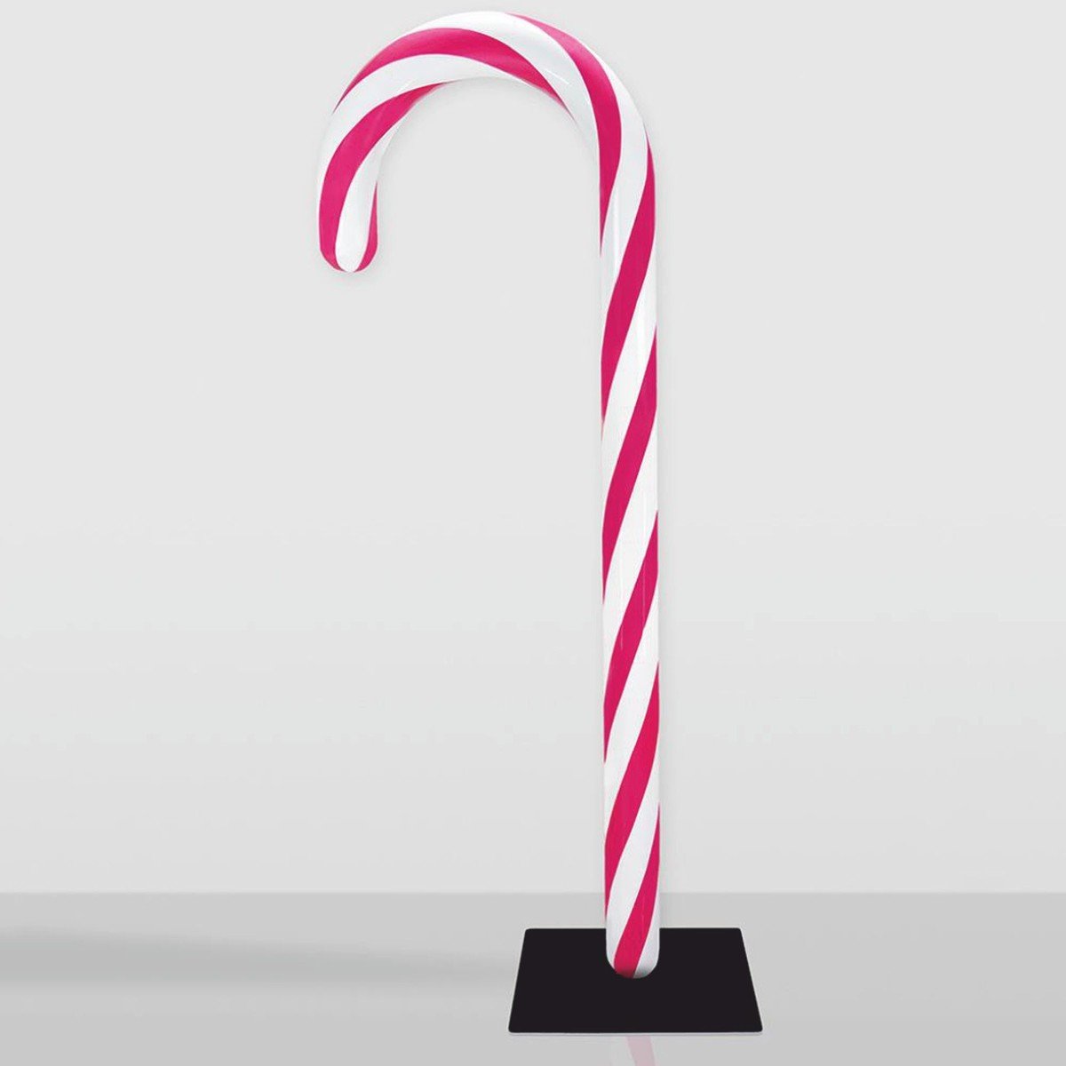 Zuckerstange in Weiß und Pink auf schwarzer Platte, 235 cm, Weihnachtsfiguren XXL von Casa Padrino