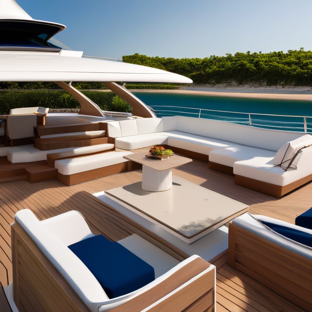 Yacht Deck und Außenmöbel mit Sonnenliegen von Casa Padrino