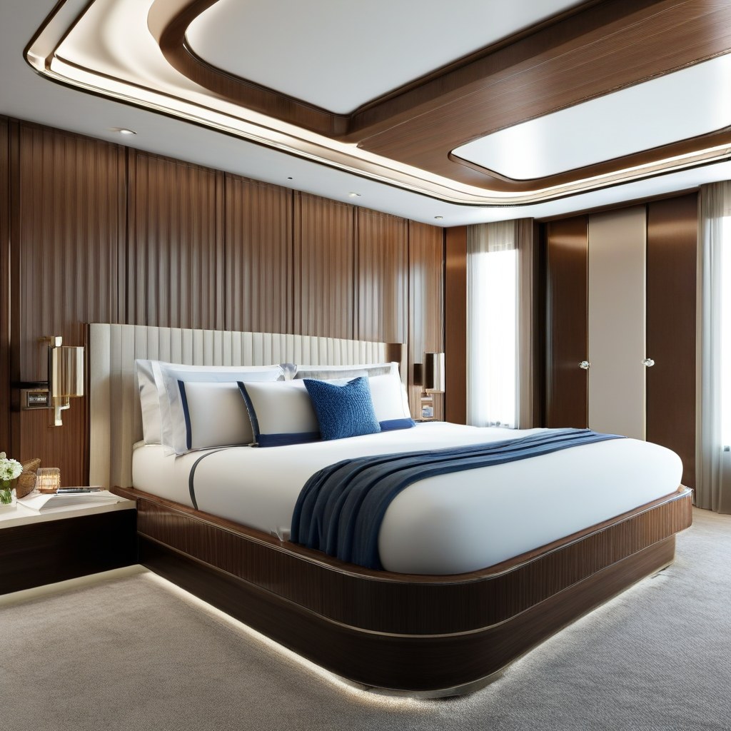 Yacht Kabine und Eignersuite Einrichtung mit Bett und Kommode von Casa Padrino