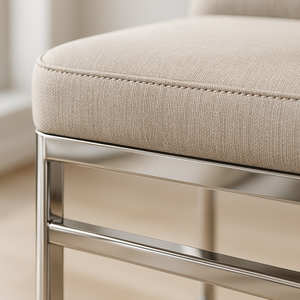 Bar stools detail of seat height footrest and counter overhang measured at a bar by Casa Padrino
