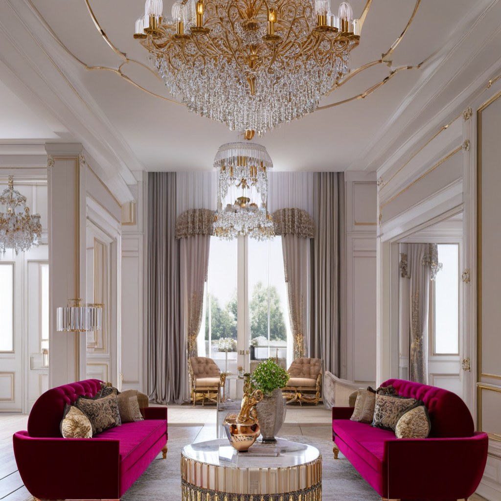 Pair of baroque armchairs beside a fireplace in a luxury living room by Casa Padrino
