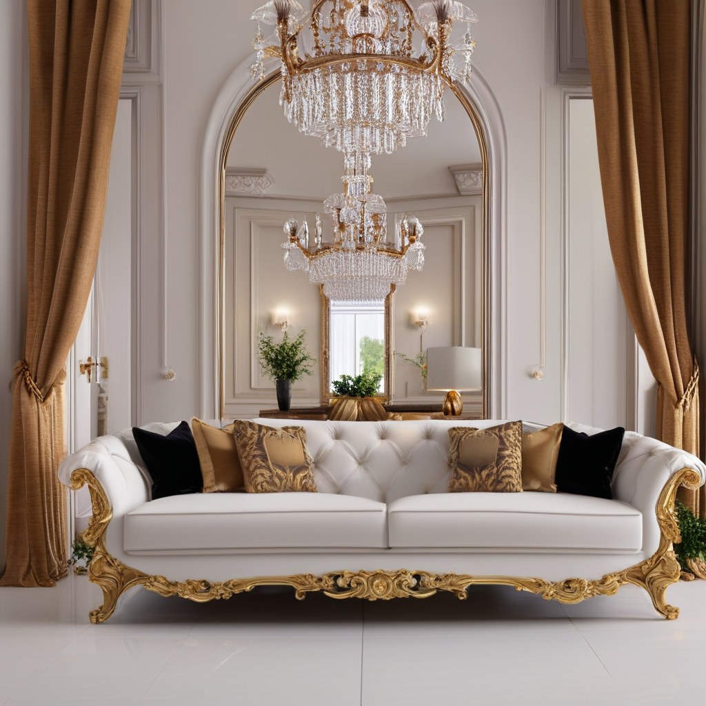 Baroque armchair with gold carving in a palace salon by Casa Padrino